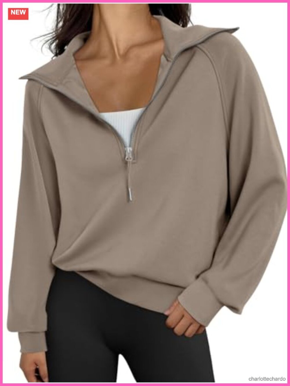 Cropped Quarter Zip Pullover Sweatshirt Y2K Oversized